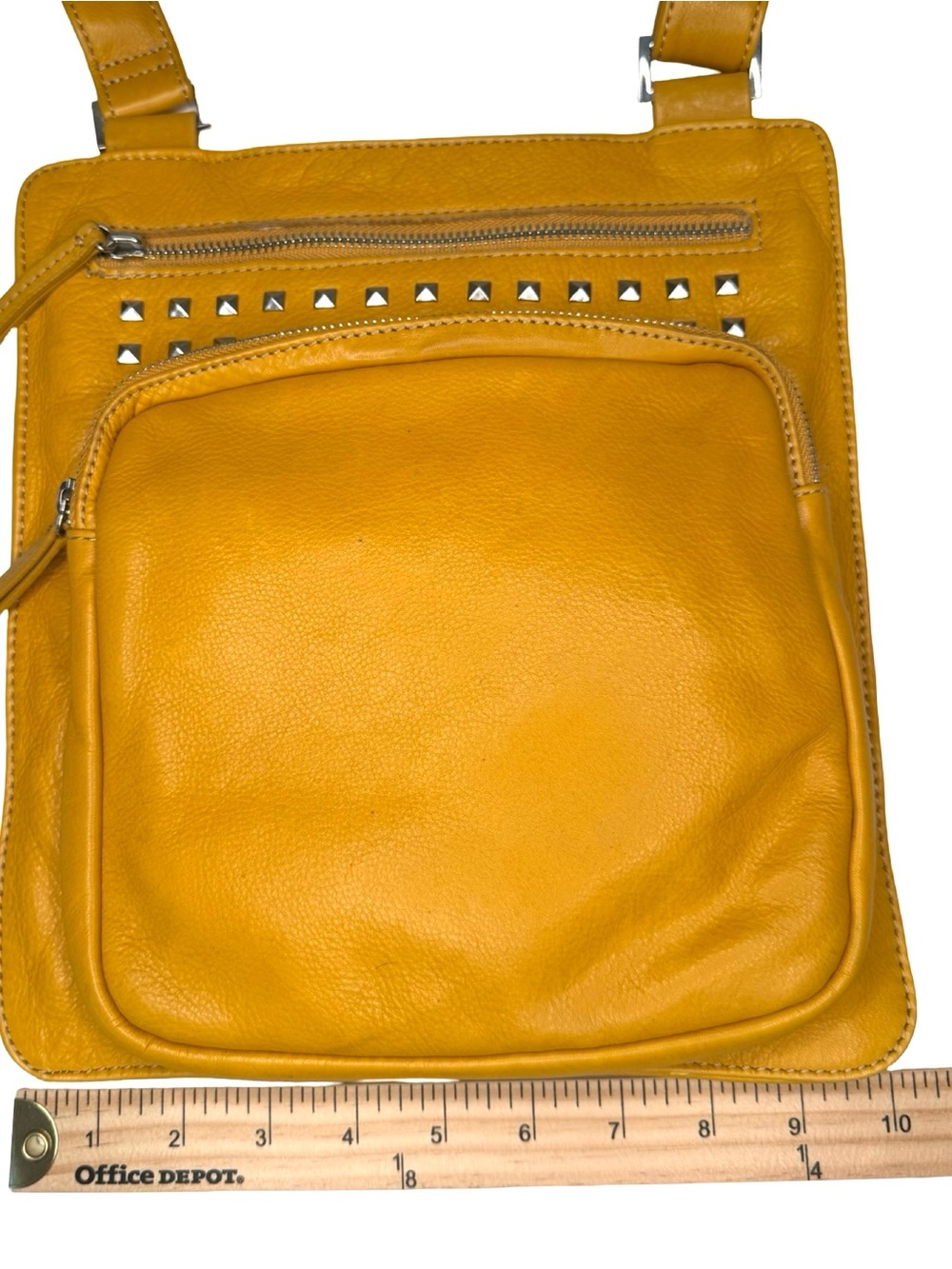 Fenn Wright Manson Mustard Yellow Studded Leather Crossbody Bag - Picture 12 of 16
